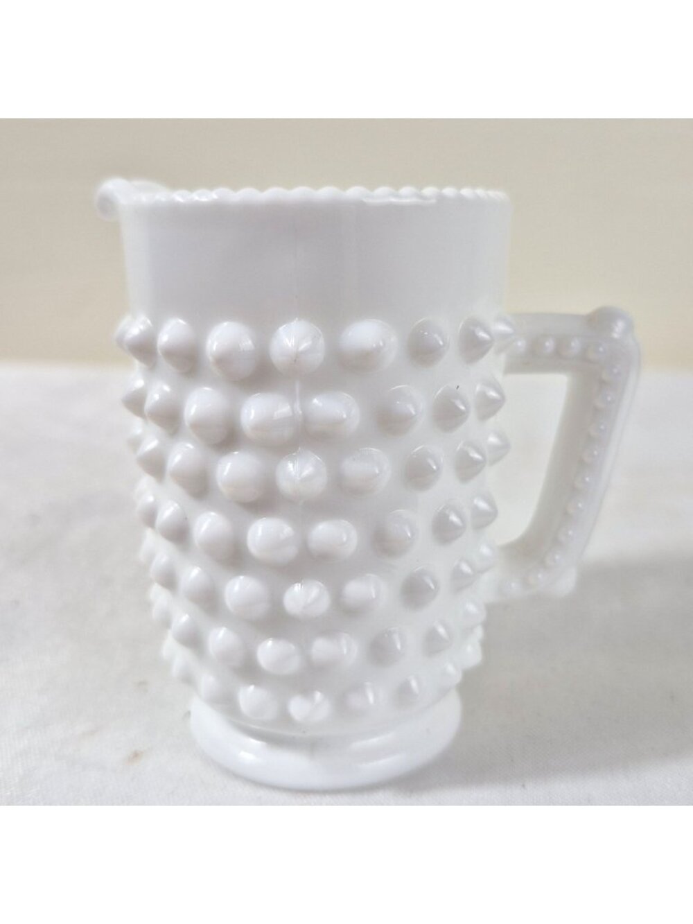 Fenton White Milk Glass Hobnail Creamer 2.75" Tall Vintage Collectible Tableware